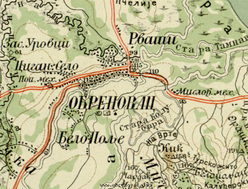 obrenovac karta srbije Obrenovac na đeneralštabnoj karti Kraljevine Srbije obrenovac karta srbije
